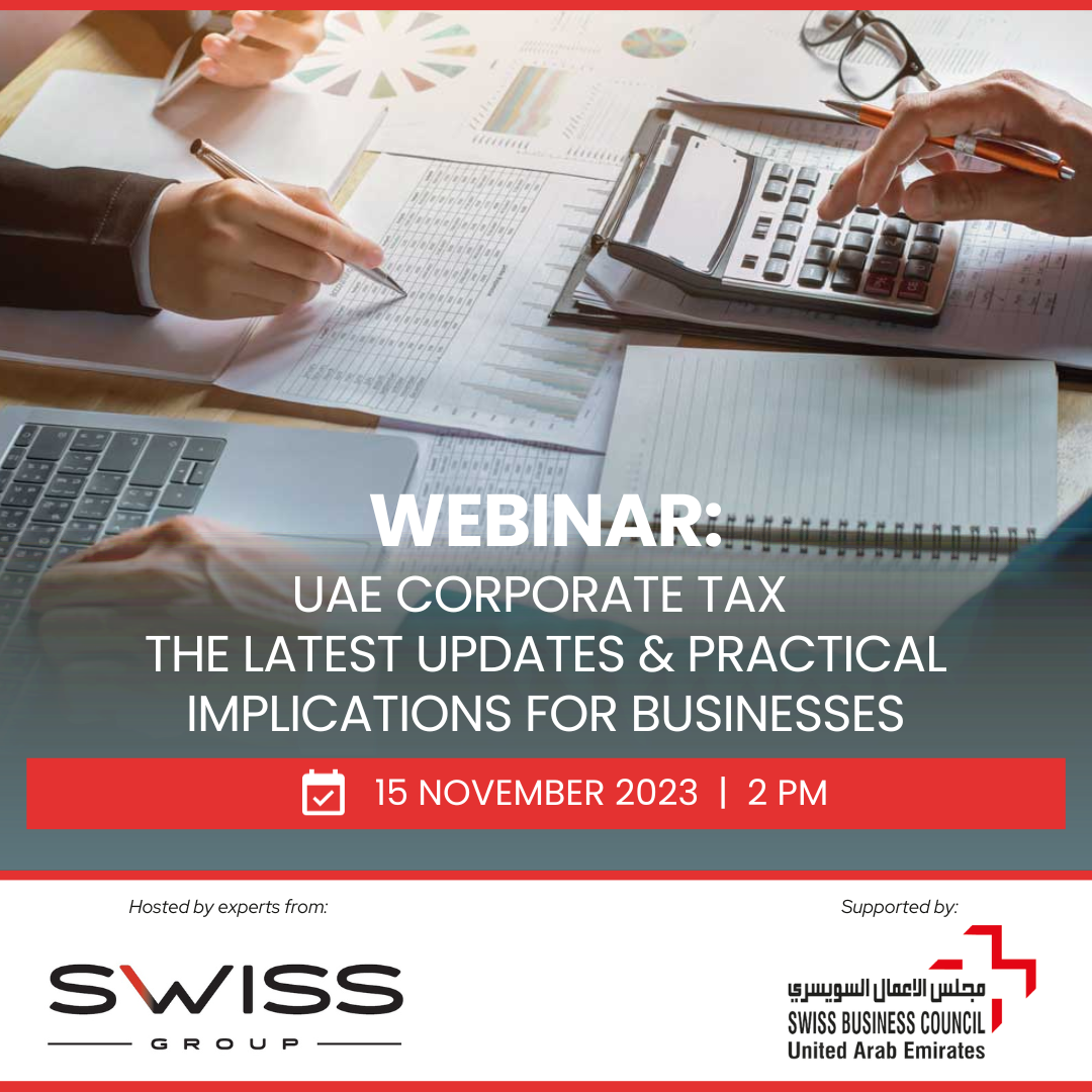 Corporate Tax by Swiss Group Webinar Flyer - 15 Nov 2023